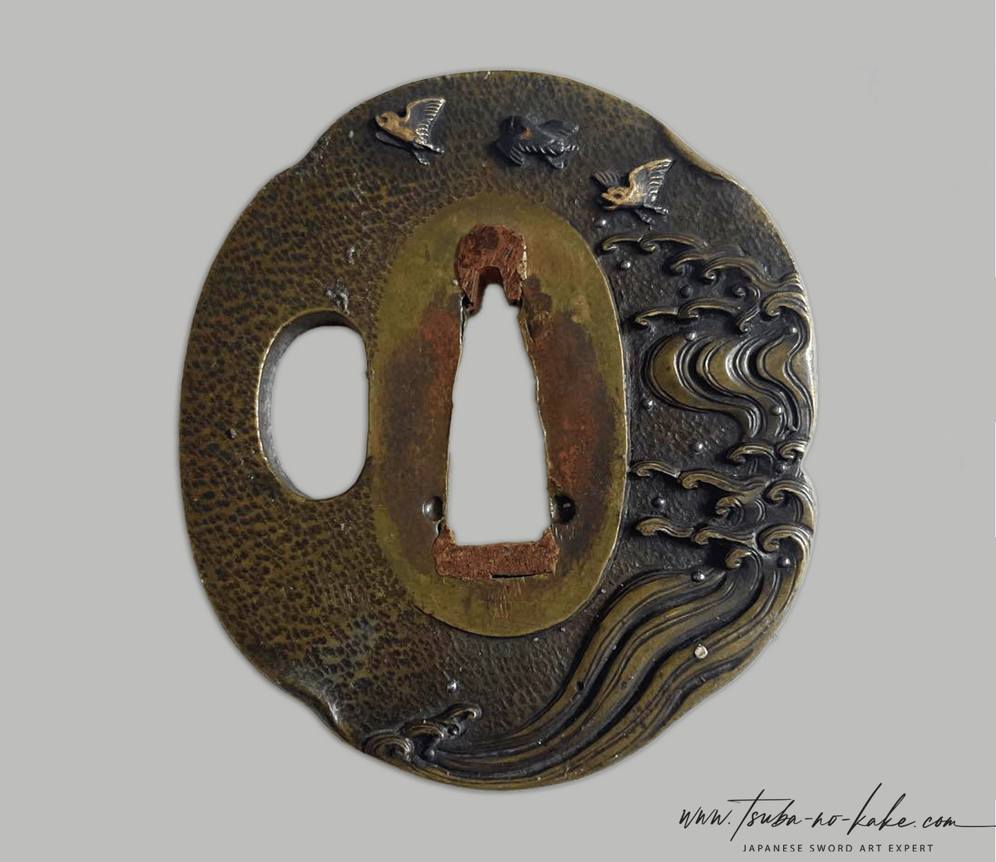 Tsuba - Hamano, Yasuchika, Nara or Omori - Chidori Nami (Waves and bírds)