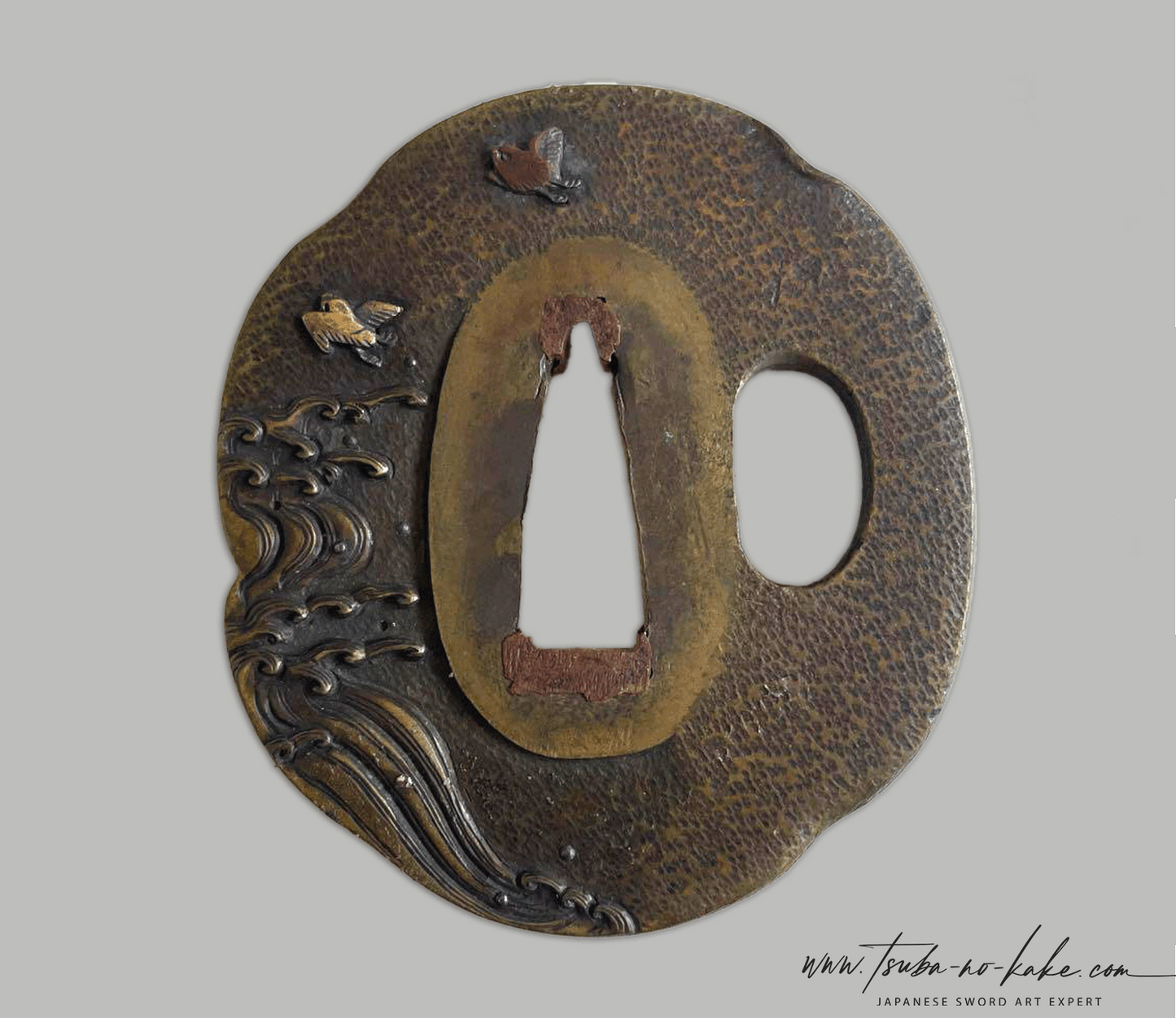 Tsuba - Hamano, Yasuchika, Nara or Omori - Chidori Nami (Waves and bírds)