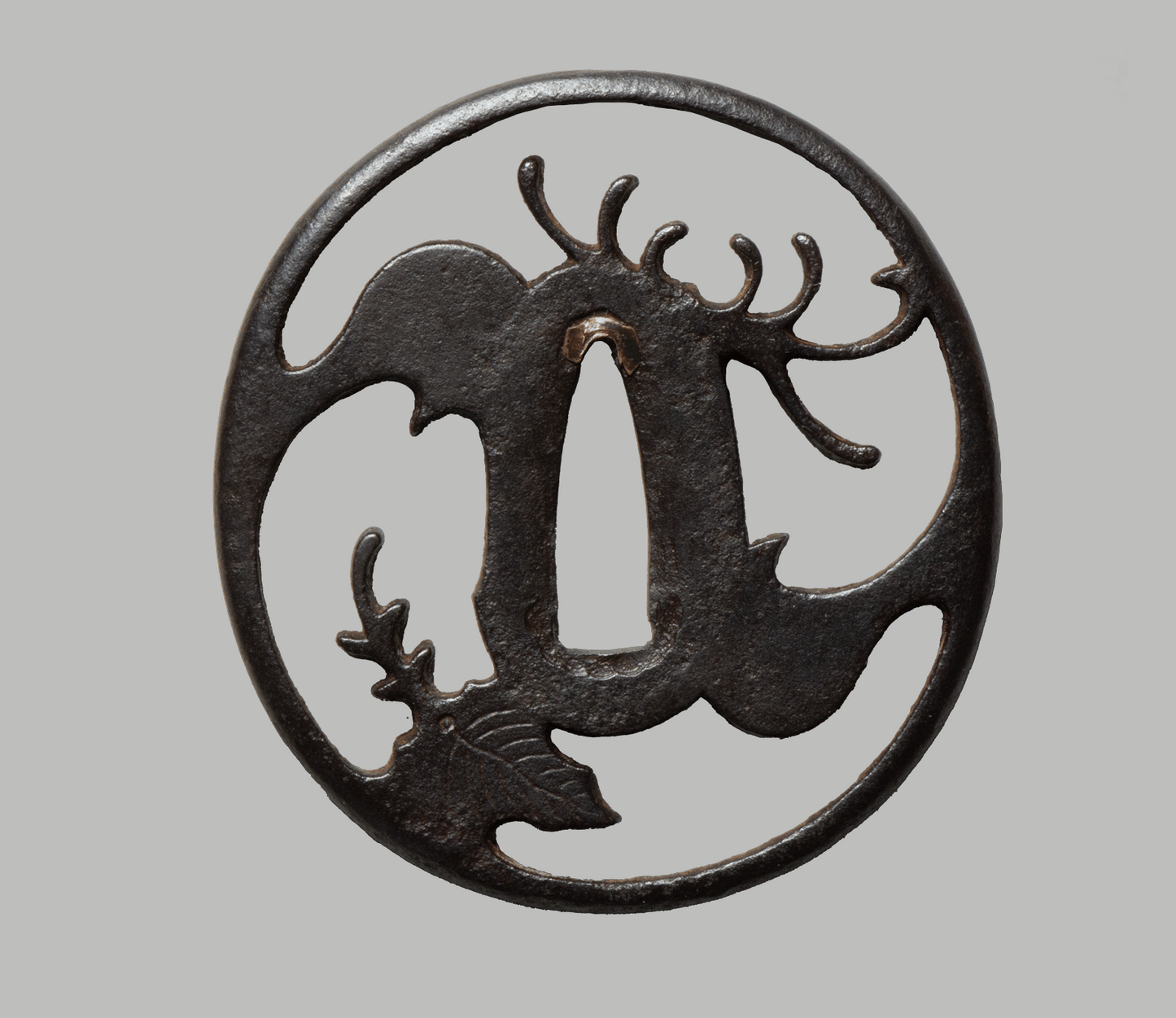 Tsuba - Akasaka Chrysanthenum - antique Edo Japan