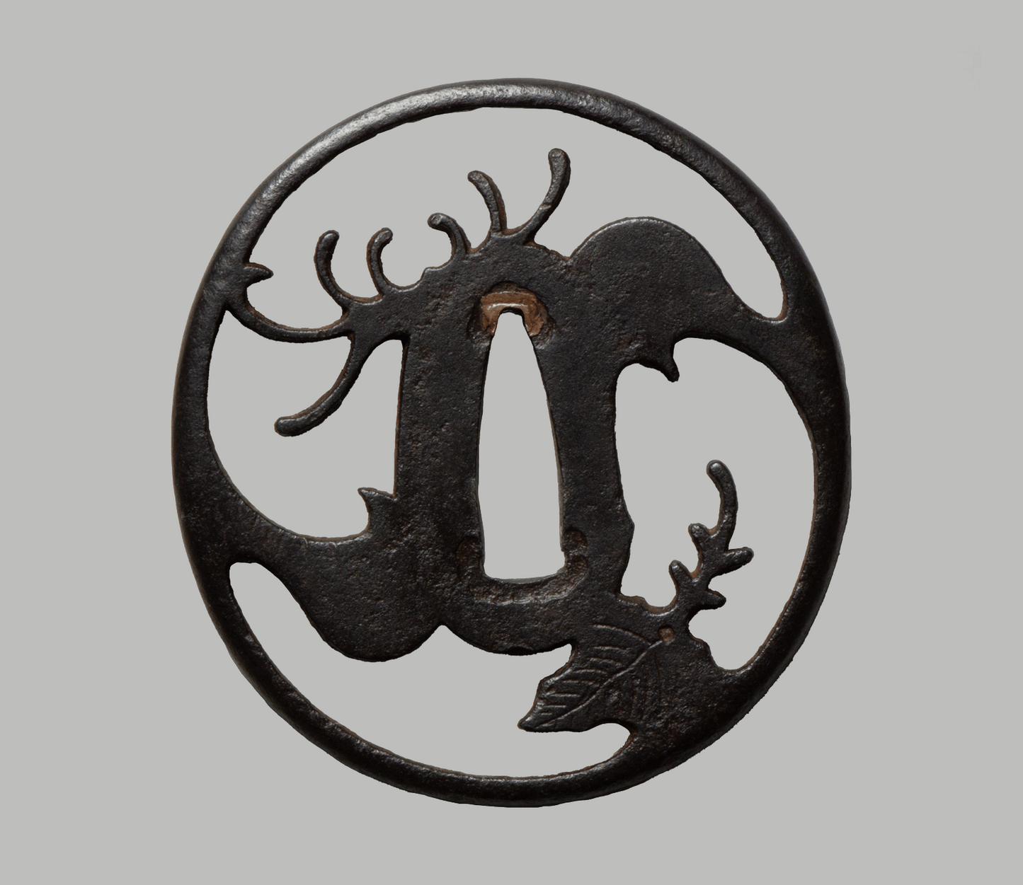Tsuba - Akasaka Chrysanthenum - antique Edo Japan