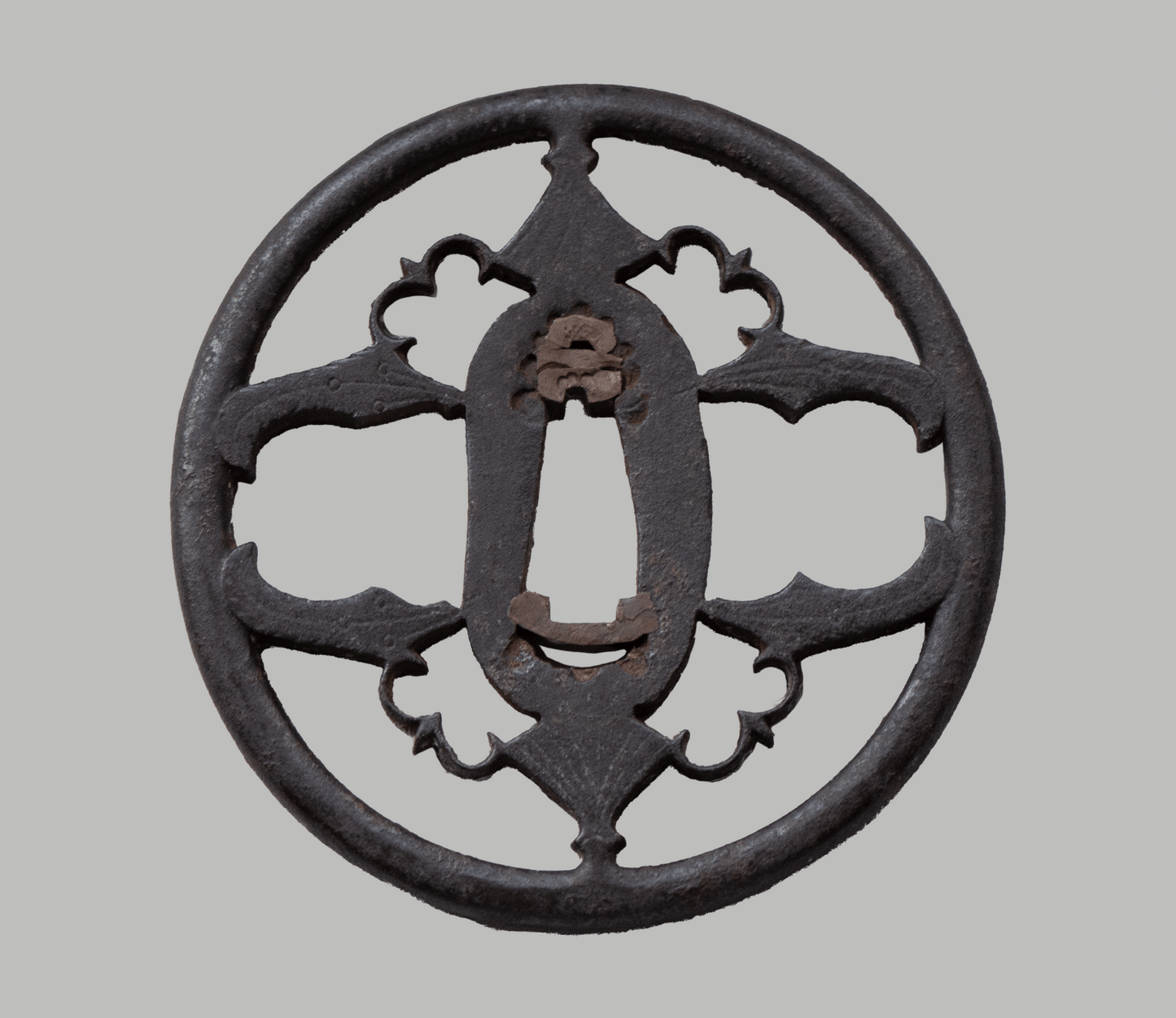 Tsuba - Akasaka fine work of Karigane and Myoga - antique Edo Japan