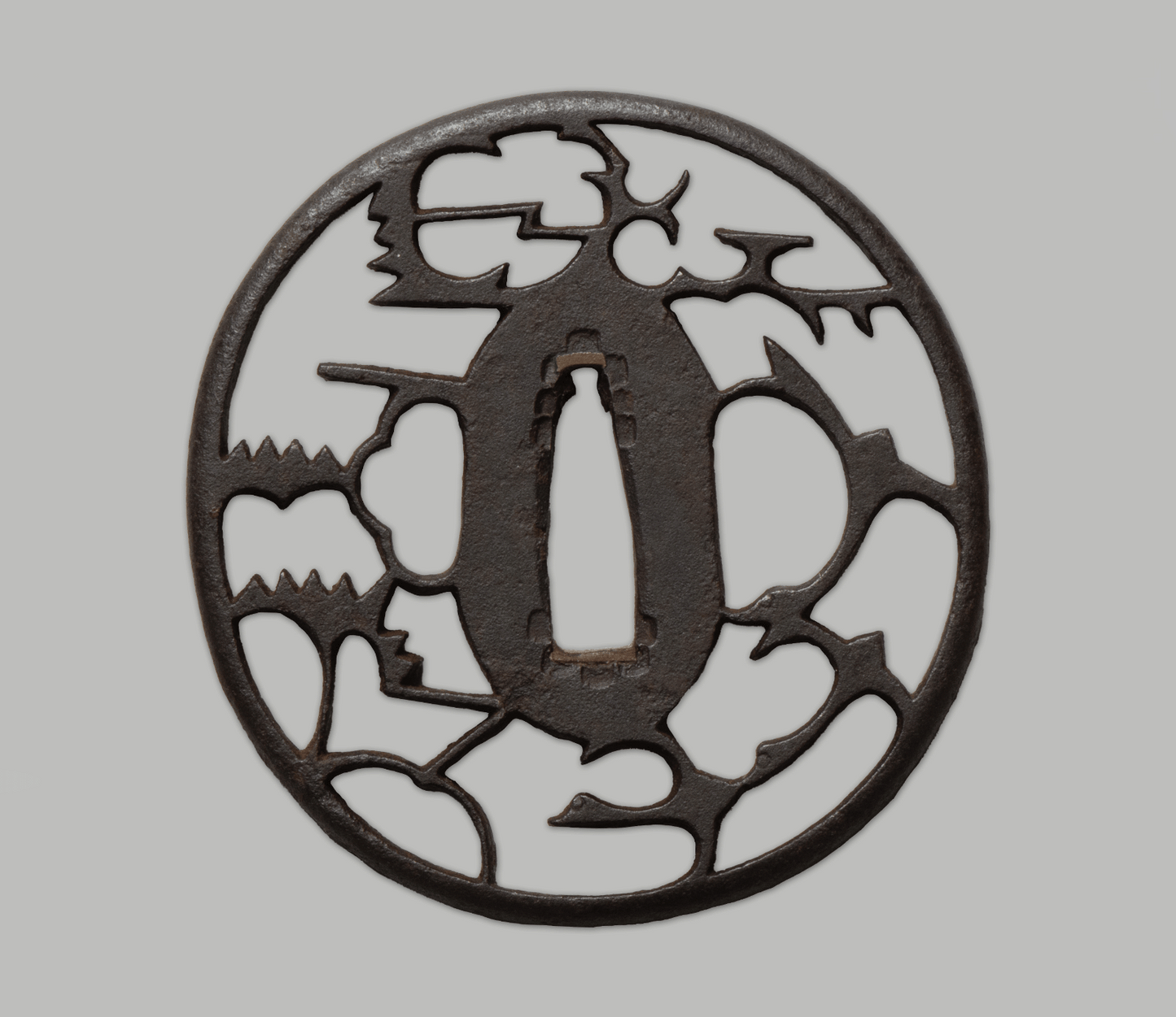 Tsuba - Akasaka work of Karigane and Pine- antique Edo Japan