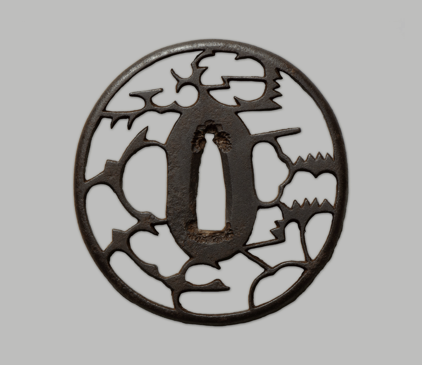Tsuba - Akasaka work of Karigane and Pine- antique Edo Japan