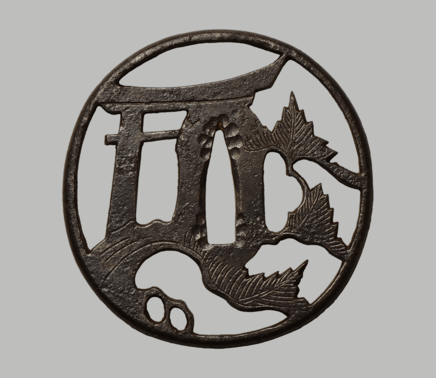 Tsuba - Akasaka Tetsu-chi Torii Tōru - 鉄地鳥居透赤坂鍔