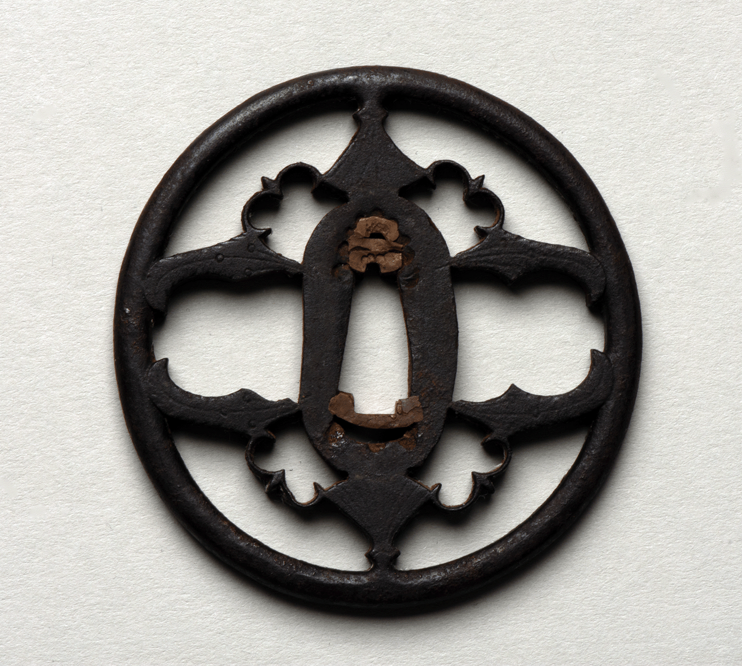 Tsuba - Akasaka fine work of Karigane and Myoga - antique Edo Japan