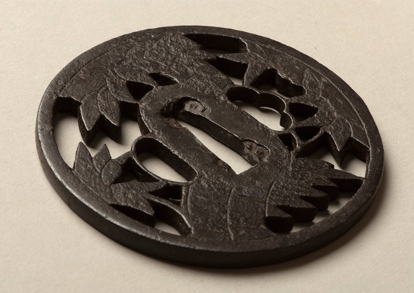 Tsuba - Sukashi - Snow on Bamboo - old Tsuba