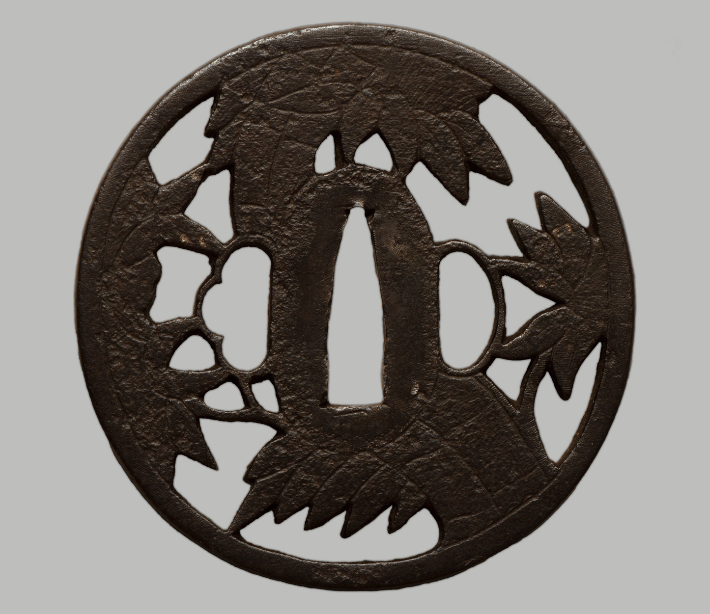 Tsuba - Sukashi - Snow on Bamboo - old Tsuba