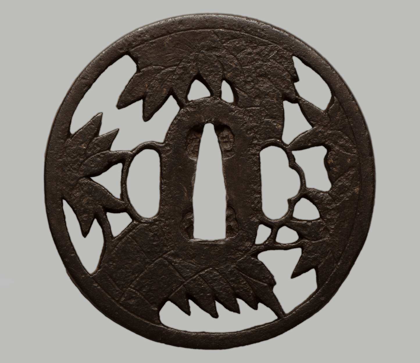 Tsuba - Sukashi - Snow on Bamboo - old Tsuba