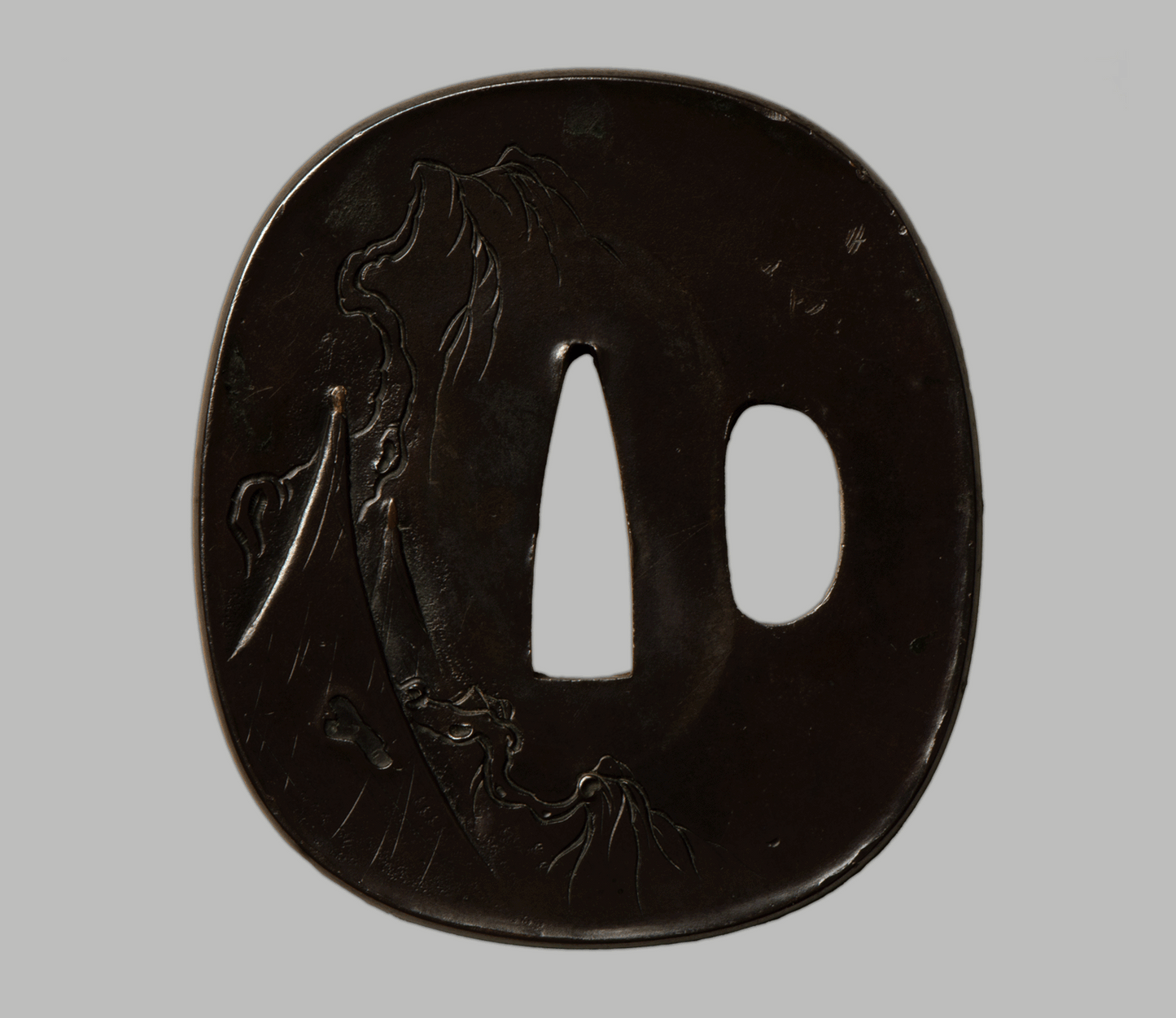 - Tsuba - Edo Mito 無銘(水戸) Willow and waterfowl - NBTHK Tokubetsu Hozon