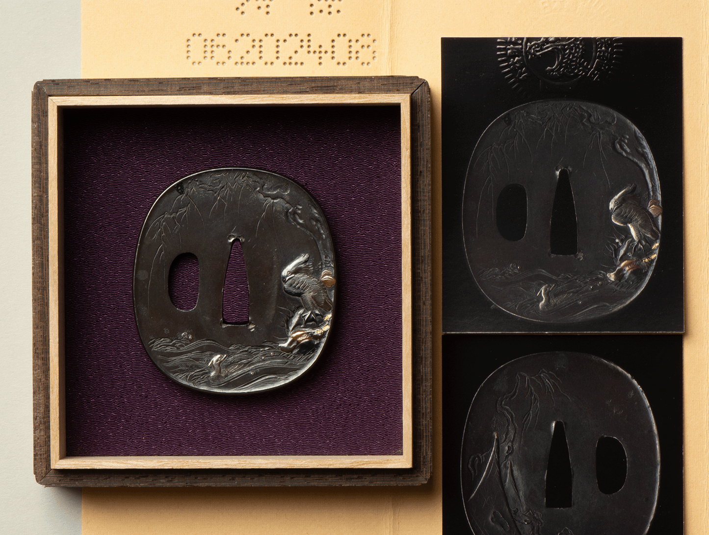 - Tsuba - Edo Mito 無銘(水戸) Willow and waterfowl - NBTHK Tokubetsu Hozon
