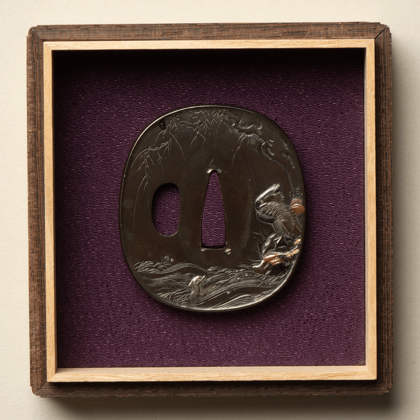 - Tsuba - Edo Mito 無銘(水戸) Willow and waterfowl - NBTHK Tokubetsu Hozon