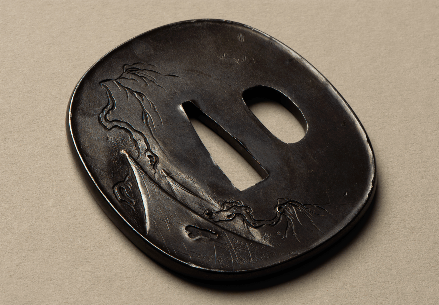 - Tsuba - Edo Mito 無銘(水戸) Willow and waterfowl - NBTHK Tokubetsu Hozon