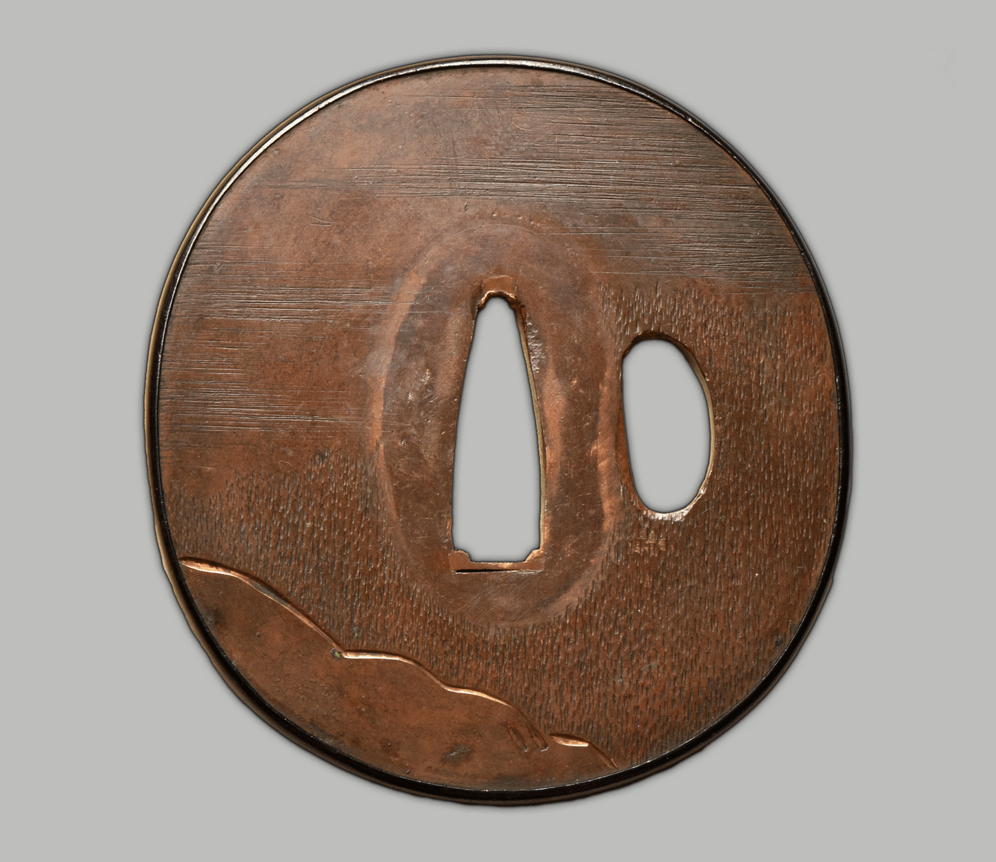 Tsuba - Copper - Butterfly, Shakudo Rim