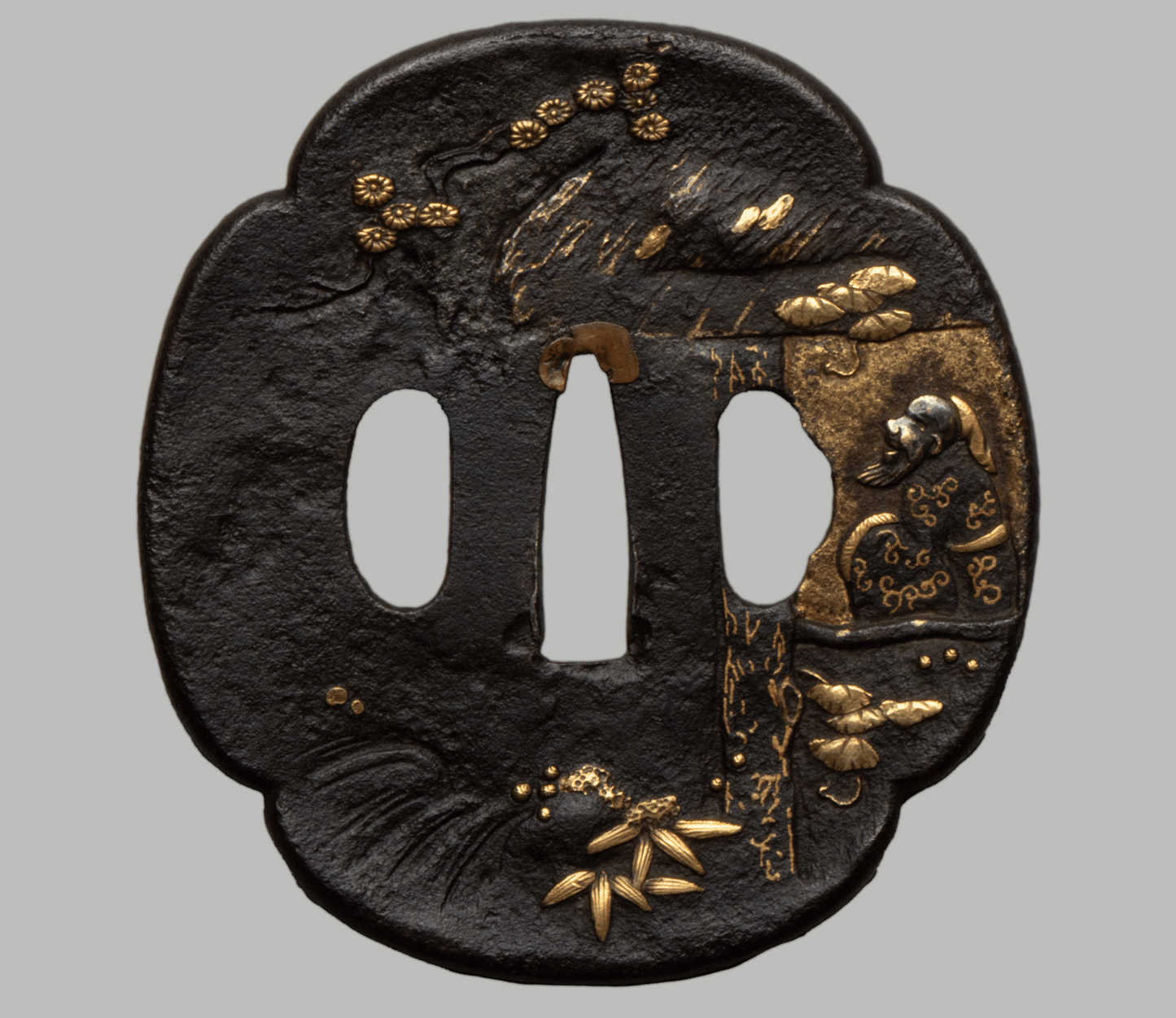Tsuba - Mokko, Priest Waterfall, Temple, Pinetree