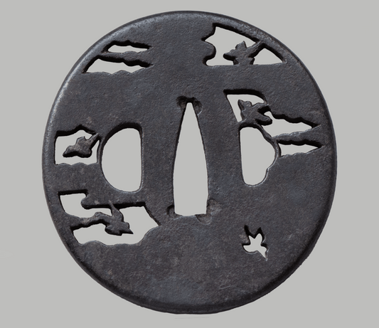 Tsuba - Akasaka IV Generation - Karigane, Nightsky, clouds