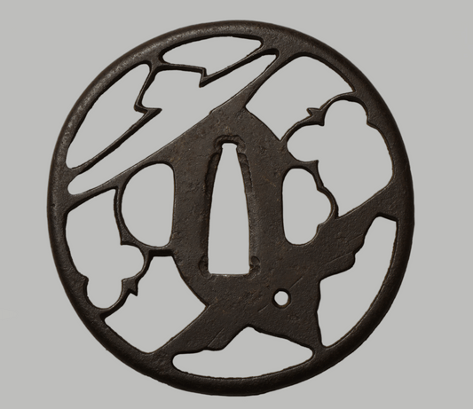 Tsuba - Akasaka Karigane, Matsukawabishi - antique Edo Japan