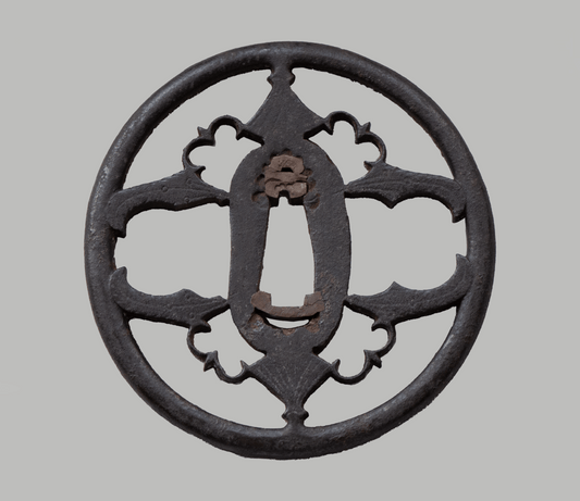 Tsuba - Akasaka fine work of Karigane and Myoga - antique Edo Japan