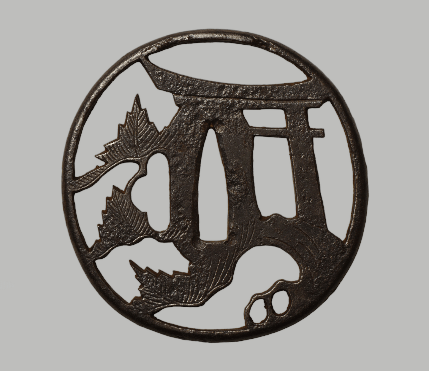 Tsuba - Akasaka Tetsu-chi Torii Tōru - 鉄地鳥居透赤坂鍔